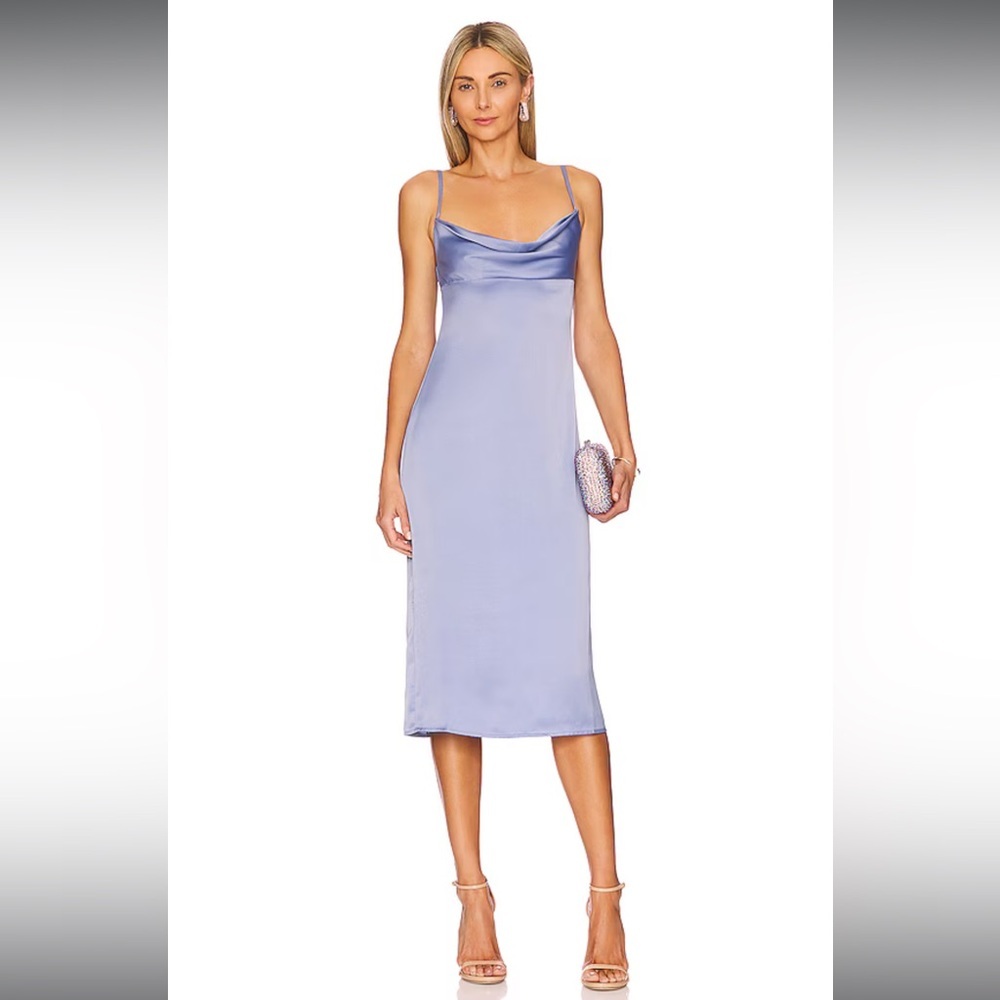 NWT Revolve [weworewhat] slate blue cowl midi size 4 🩵